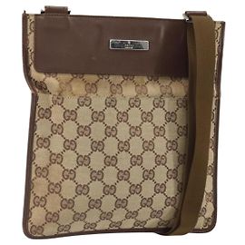 Borsa a Spalla GG Canvas Gucci Beige Argento 27639 Auth 170299