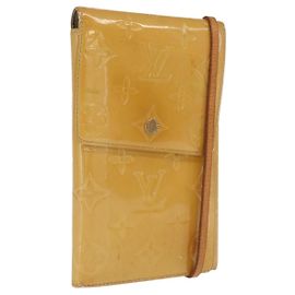 LOUIS VUITTON Carteira Walker Monogram Vernis Bege M91074 LV Auth ep13003