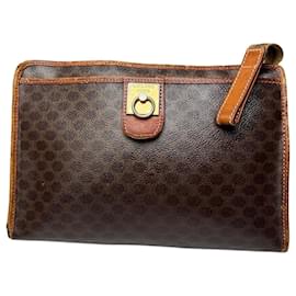 Céline Clutch in pelle monogramma Triomphe Celine Paris vintage marrone