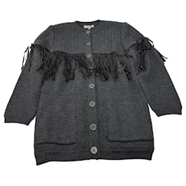 Vintage Givenchy Wollmantel / Strickjacke Anthrazit L