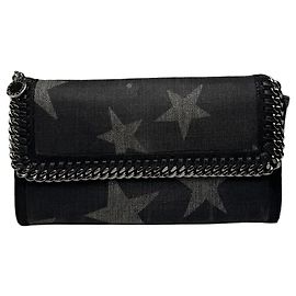 Stella Mc Cartney Cartera Falabella vintage en negro antracita con estrellas en relieve de Stella McCartney