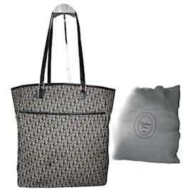 Borsa tote in tela monogramma obliquo Dior vintage beige e blu navy