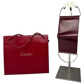 Porta tarjetas de cuero vintage Cartier / Mini bolso burdeos