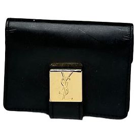 Portacarte / Portafoglio in pelle verniciata Yves Saint Laurent vintage Nero