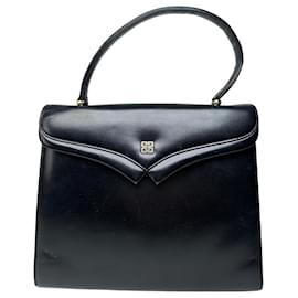 Vintage Givenchy Leather Logo Handbag Black