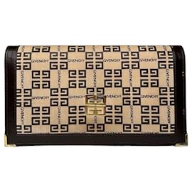 Clutch in pelle monogramma vintage Givenchy marrone beige