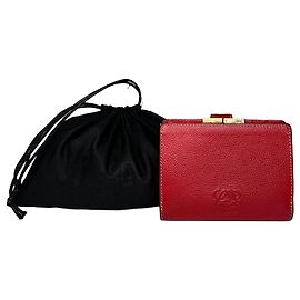 Cartera de cuero roja con logo Madrid Loewe vintage