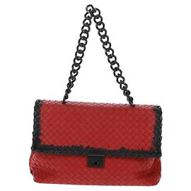 Borsa a Spalla in Vetro Bottega Veneta Intrecciato Nappa con Pelle di Serpente Piccola