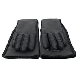 Maison Martin Margiela Guanti in pelle con maniche in shearling MM6 Maison Margiela