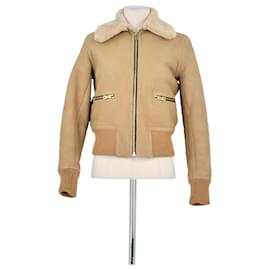 Abrigo de cuero beige - Sandro