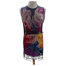 Emilio Pucci Kleid mit Straußenfedern Mehrfarbig