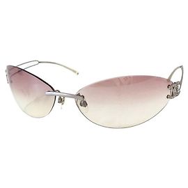 Chanel CC Logo Sonnenbrille ohne Rahmen mit Swarovski-Kristallen und rosa Tönung 4049-B