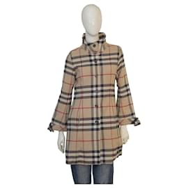 Abrigo de lana beige Nova Check de Burberry Londres | Talla 14Y | Ajuste petite