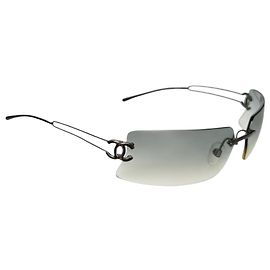 Chanel Silbergraue CC Logo Randlose Sonnenbrille 4051