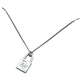 Vintage Kettenhalskette mit silbernem Logo-Verschluss von Christian Dior
