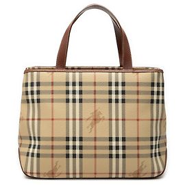 Burberry Tote aus beschichtetem Canvas mit braunem Haymarket-Karomuster