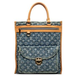 Borsa tote piatta in denim Monogram Louis Vuitton