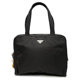 Bolso tote con placa de logo triangular Prada