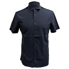 Ermenegildo Zegna Camicia a maniche corte a pannelli Z Zegna in cotone blu navy