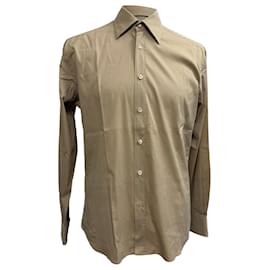 Camicia a maniche lunghe con bottoni Prada in cotone beige