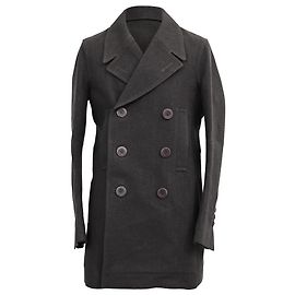 Cappotto doppiopetto in lana grigio scuro Rick Owens
