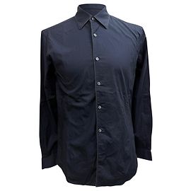Ermenegildo Zegna Camisa de manga longa com botão Z Zegna em algodão azul marinho