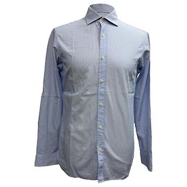 Ermenegildo Zegna Camicia a maniche lunghe con bottoni Z Zegna stampata in cotone azzurro