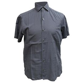 Camicia a maniche corte con bottoni stampata Ermenegildo Zegna in cotone blu navy