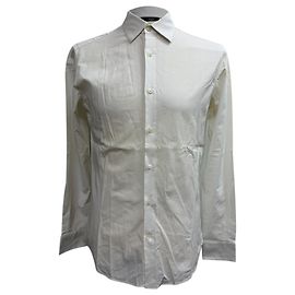 Ermenegildo Zegna Camicia a maniche lunghe con bottoni Z Zegna in cotone bianco