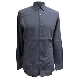 Ermenegildo Zegna Camicia a maniche lunghe con bottoni Z Zegna in cotone blu navy