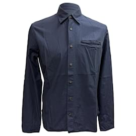 Langarmhemd mit Knöpfen aus navyblauem Baumwollstoff mit Karomuster von Jil Sander