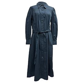 Vestido midi de camisa de manga larga Tory Burch Artist en algodón azul marino
