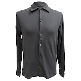Camicia a maniche lunghe con bottoni Prada in cotone grigio