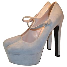 Décolleté con plateau Miu Miu grigio turchese deerskin 38 IT