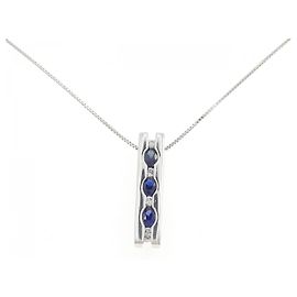 Autre Marque Saphir-Diamant-Halskette Pt900 Pt850