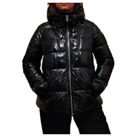 Shiny black puffer jacket with hood - Pinko