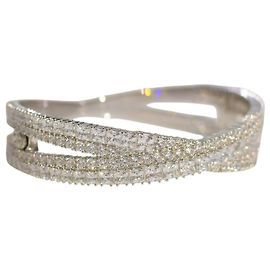 Pulsera Cuff Hyperbola Swarovski Baño de Rodio Blanco con Cristales Brillantes de Circonio