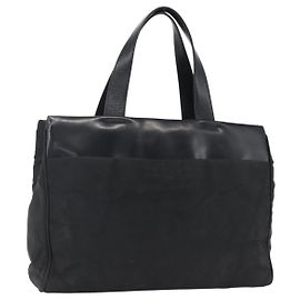 PRADA Borsa a mano in nylon nero argento Auth 170309
