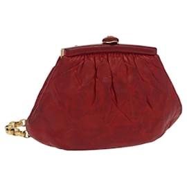 Pochette a spalla con catena CHANEL in pelle matelassé rossa con CC dorato Auth 169581
