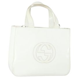 Borsa a mano GUCCI in pelle verniciata bianca Auth ep12976