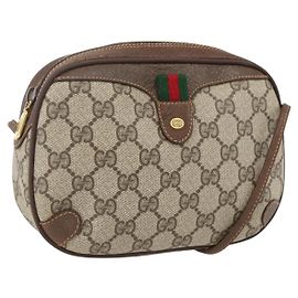 Borsa Sherry Line GG Supreme Web di GUCCI in PVC Beige e Oro 89 02 066 Auth ka2054