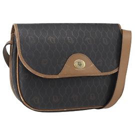 Christian Dior Schultertasche aus Honigwaben-Canvas PVC Schwarz Gold Auth bs33115