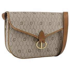Borsa a Spalla in Tela Honeycomb PVC Beige Oro Auth 170259 Christian Dior