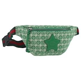 Borsa a vita in tela verde e argento della linea Sherry per bambini GUCCI 502095 Auth BA9977V