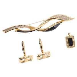 Accessori Christian Dior set di 3 in metallo tono oro Auth ka2086