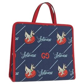 Borsa Tote GUCCI PVC Blu Navy Argento 605614 Auth 159842M