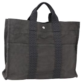 Hermès HERMES Bolso de Mano Her Line Tote MM de Lona Gris Auth 163456