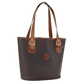 Céline CELINE Macadam Canvas Tote Bag aus PVC-Leder in Braun-Gold Auth ka2135