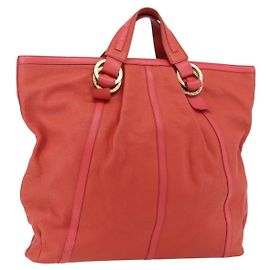 Bulgari Borsa a mano BVLGARI in pelle rosa e oro Auth BA9905