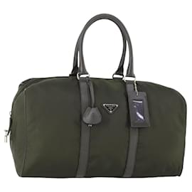 Borsa Boston PRADA in nylon khaki argento autentica mr1945
